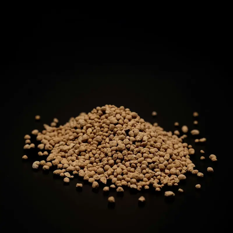 A pile of light brown granular material